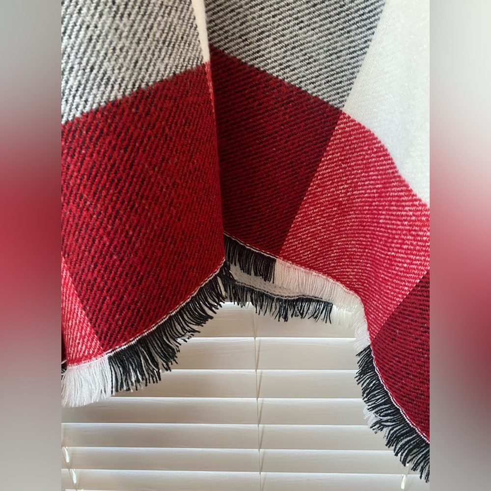 Accepting offers- Lane Bryant Red and White Checkered Poncho - Picture 6 of 6